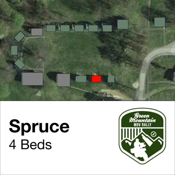 Spruce cabin on map